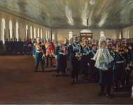 Kustodiev Boris Mikhailovich Church Parade of the Finnish Life Guard Regiment - Hermitage